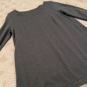 J.Jill tunic, easy-care ponte fabric, green/black tweed print, viscose blend, M